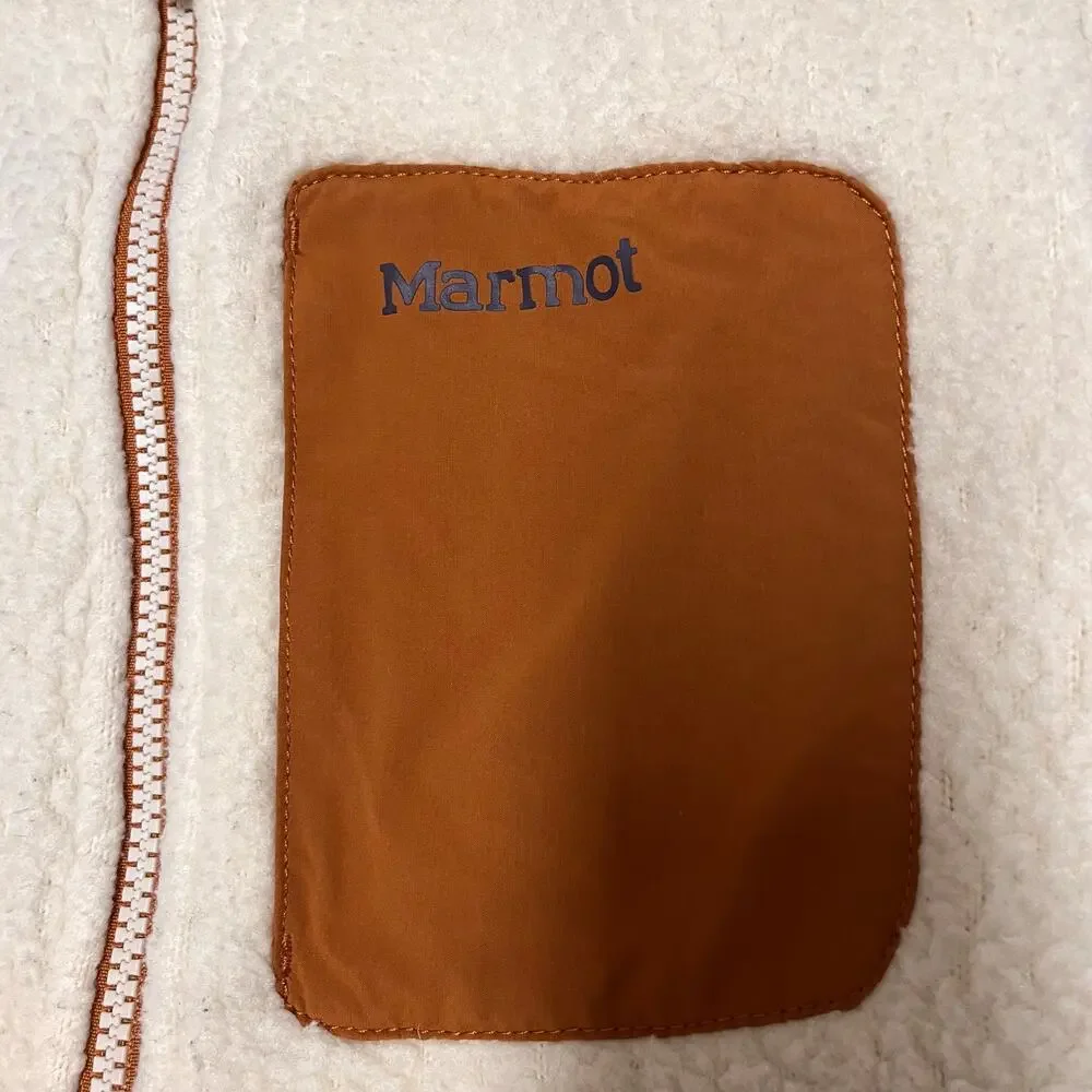 Marmot Wiley Polartec Sherpa Fleece Jacket Cream Brown Full Zip XS Gorpcore Cozy - Picture 7 of 13